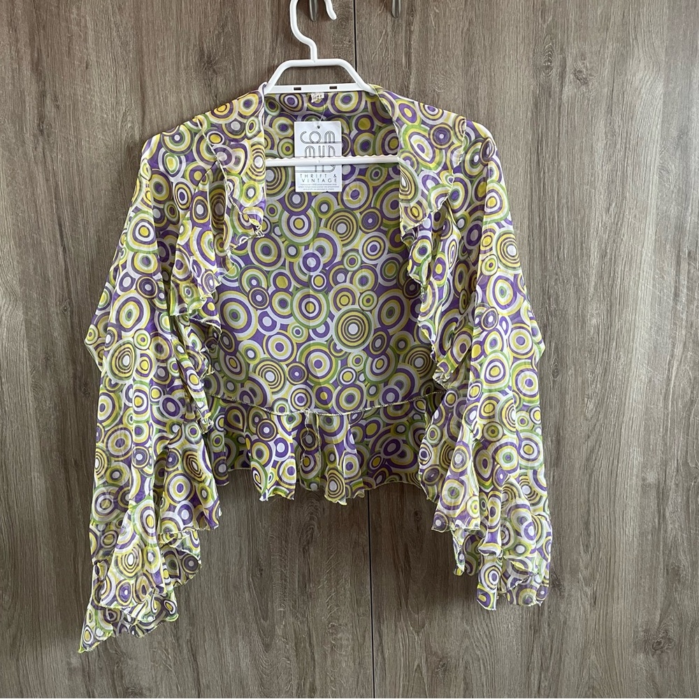 Colorful Patterned Sheer Top